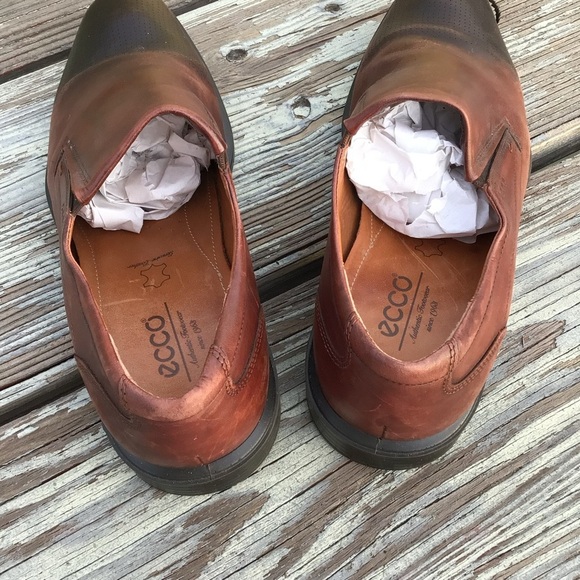 Ecco Men's Brown Leather Slip-On Loafers Size 44 - Picture 7 of 11